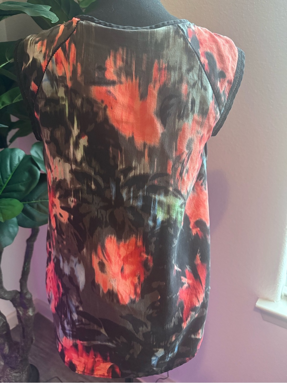 J.Crew Abstract Watercolor Print Sleeveless Blouse Top Size 4 - Picture 5 of 6